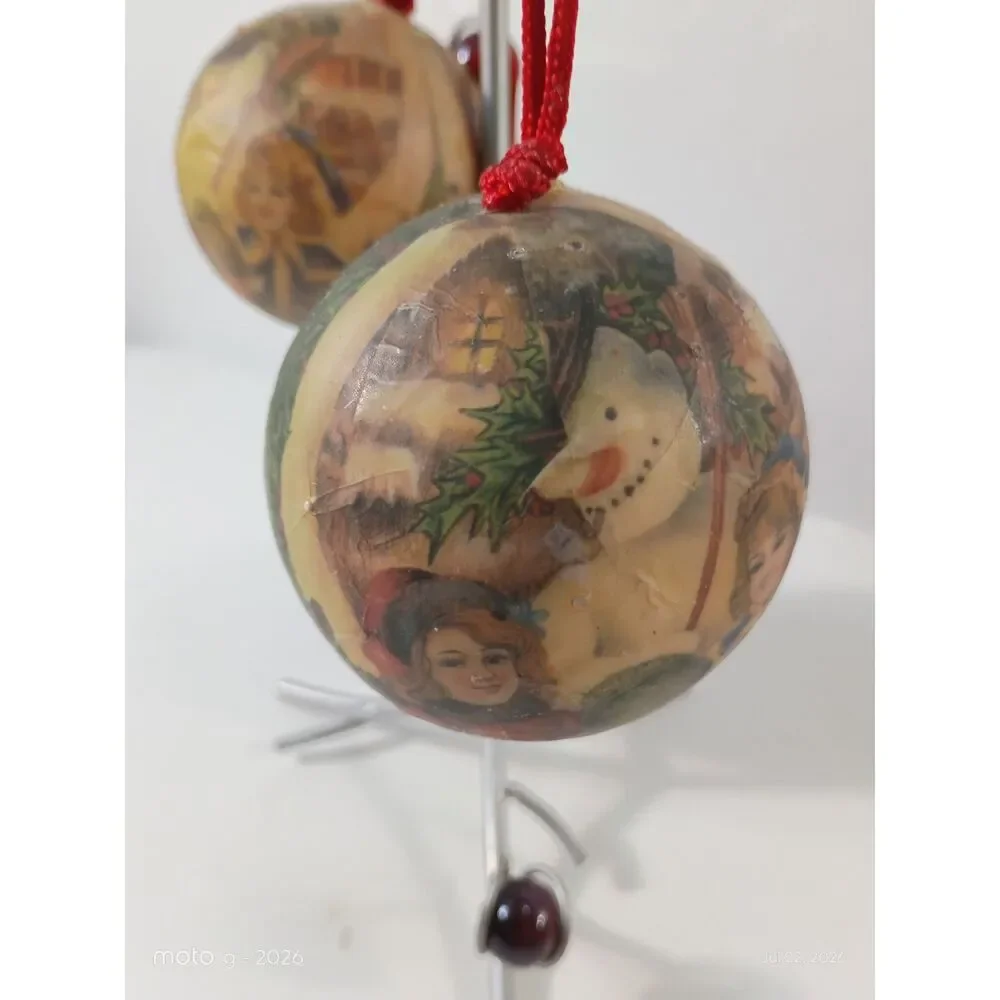 Vintage World Map Globe Christmas Ornaments Decoupage Set